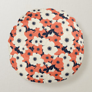 Bold & Chic Anemone Round Pillow