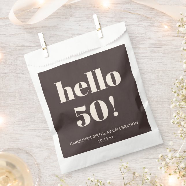 Bold Chic Modern Brown Custom Birthday Party  Favour Bag (Clipped)