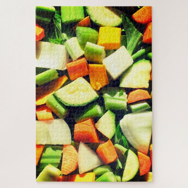 Bold Chopped Vegetables Pattern Jigsaw Puzzle (Vertical)