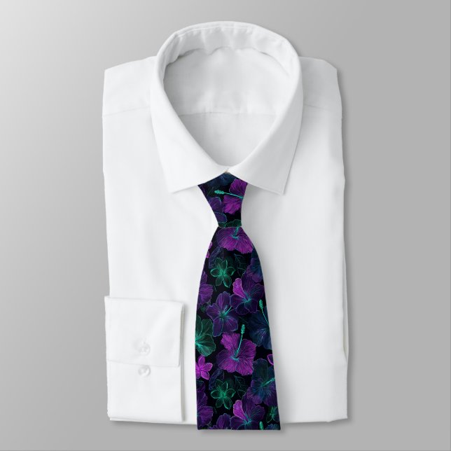 Bold Christmas Gift For Boyfriend Tropical Floral Tie (Tied)