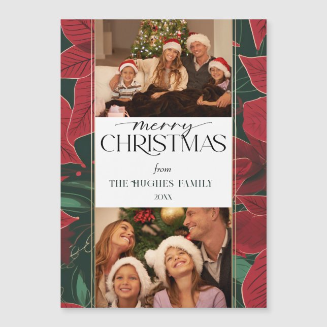 Bold Christmas Poinsettia Botanical 2-Photo (Front)