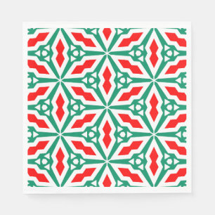 Bold Christmas Red and Green Snowflake Star Napkin
