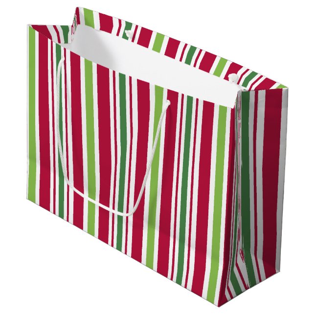 Bold Christmas Stripe Gift Bag (Front Angled)