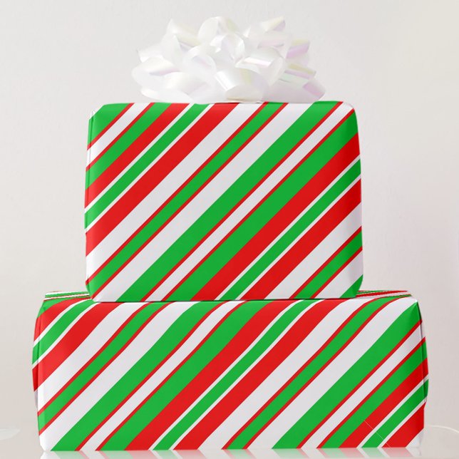 Bold Christmas Stripes Red Green & White Wrapping  Paper (Creator Uploaded)