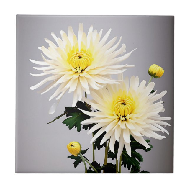 Bold Chrysanthemum Abstract Tile (Front)
