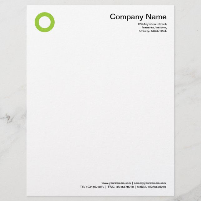 Bold Circle - Martian Green Letterhead (Front)