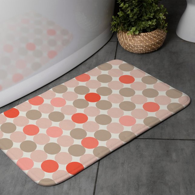 Bold Circle Pattern Bath Mat in Red Pink Mocha (Creator Uploaded)