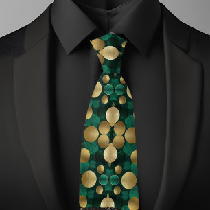 Bold Circles of Emerald and Gold Necktie