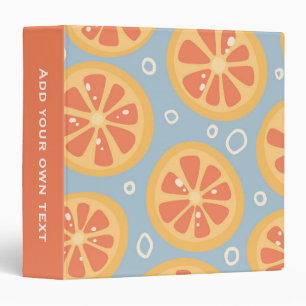 Bold Citrus Orange Slices on Blue Custom Text Binder