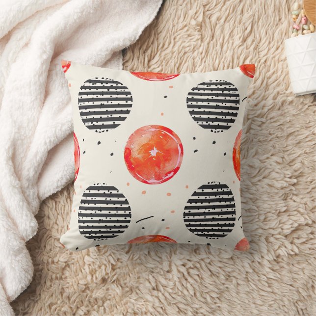 Bold Citrus Slice Stripes (10) Throw Pillow (Blanket)