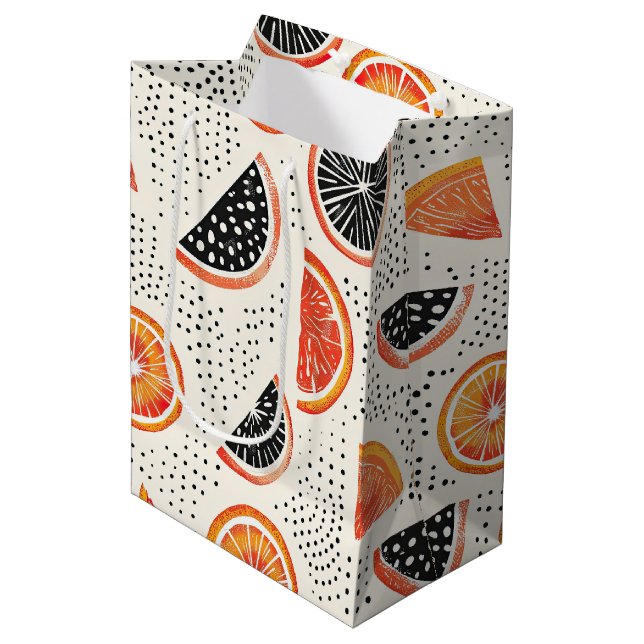 Bold Citrus Slice Stripes (1) Medium Gift Bag (Front Angled)
