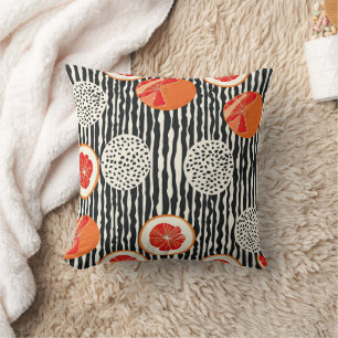 Bold Citrus Slice Stripes (1) Throw Pillow