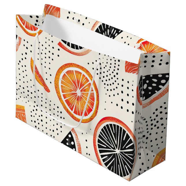 Bold Citrus Slice Stripes (2) Large Gift Bag (Front Angled)