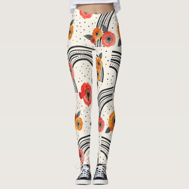 Bold Citrus Slice Stripes (2) Leggings (Front)