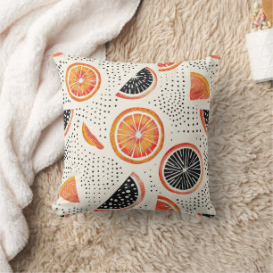 Bold Citrus Slice Stripes (2) Throw Pillow
