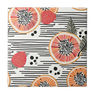 Bold Citrus Slice Stripes (3) Tile