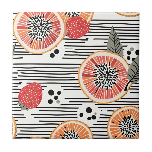 Bold Citrus Slice Stripes (3) Tile (Front)