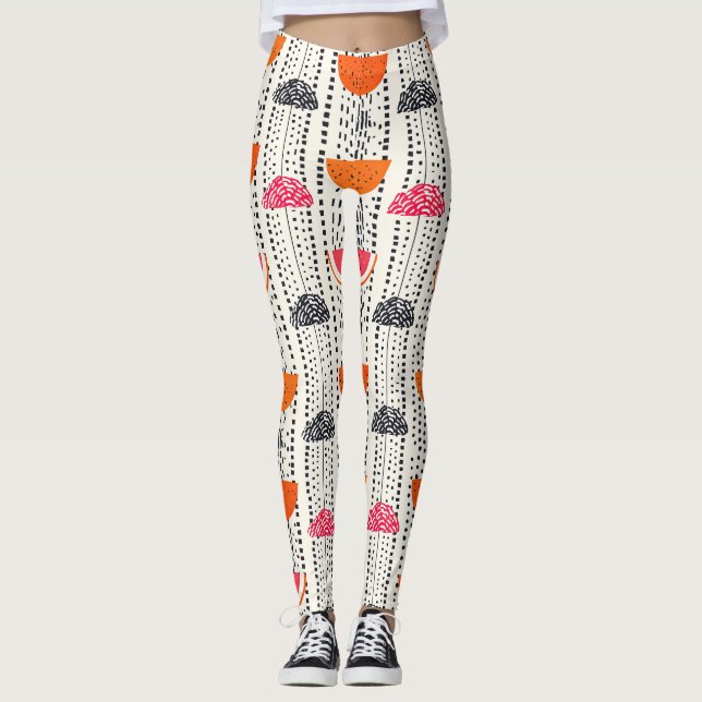Bold Citrus Slice Stripes (4) Leggings (Front)