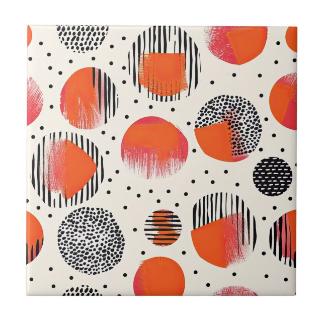 Bold Citrus Slice Stripes (4) Tile (Front)