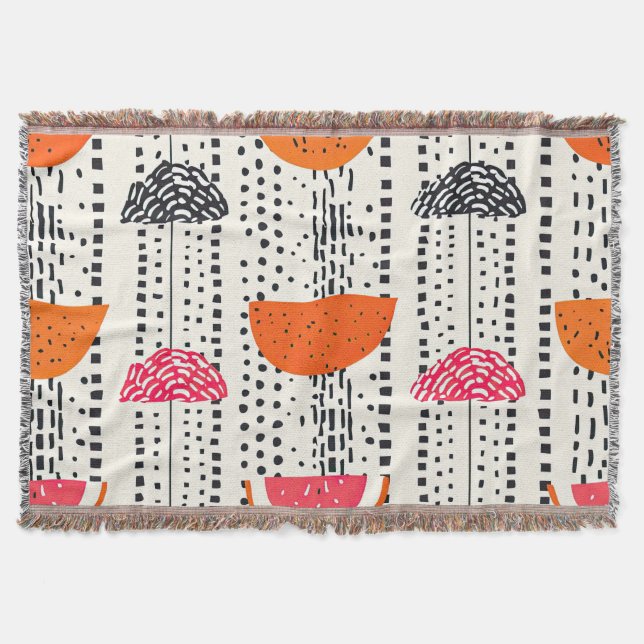 Bold Citrus Slice Stripes (5) Throw Blanket (Front)