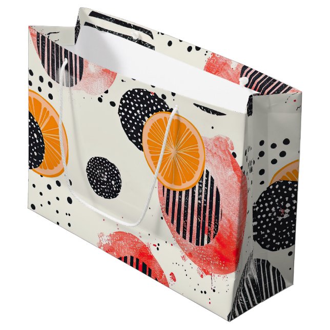Bold Citrus Slice Stripes (6) Large Gift Bag (Front Angled)