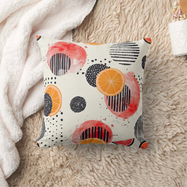Bold Citrus Slice Stripes (6) Throw Pillow (Blanket)