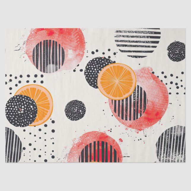 Bold Citrus Slice Stripes (6) Tissue Paper (Front)