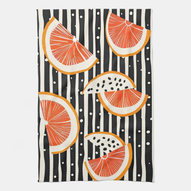Bold Citrus Slice Stripes (8) Kitchen Towel (Vertical)