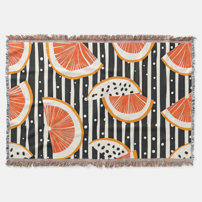 Bold Citrus Slice Stripes (8) Throw Blanket (Front)