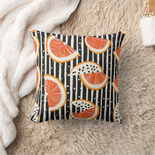 Bold Citrus Slice Stripes (8) Throw Pillow