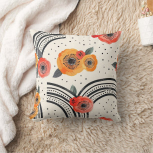 Bold Citrus Slice Stripes (9) Throw Pillow