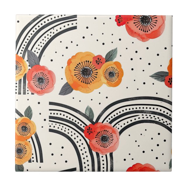 Bold Citrus Slice Stripes (9) Tile (Front)