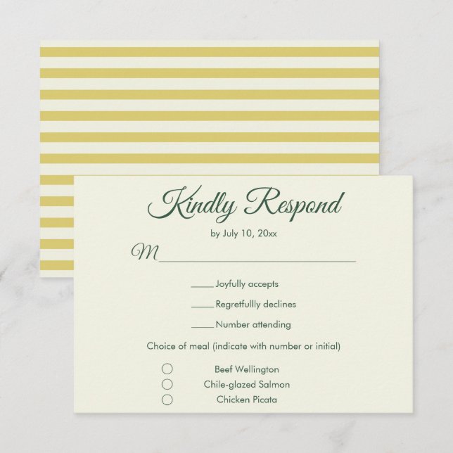 Bold Citrus Yellow Green Elegant Chic Wedding RSVP Card (Front/Back)
