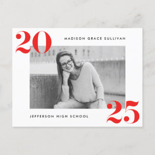 Bold Class of 2024 Red Photo Graduation Party Invitation Postcard