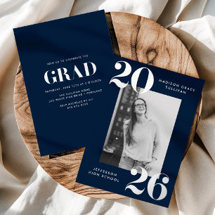 Bold Class of 2025 Navy Photo Graduation