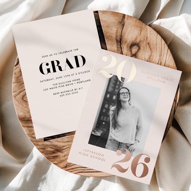 Bold Class of 2026 Cream Photo Graduation (Creator Uploaded)