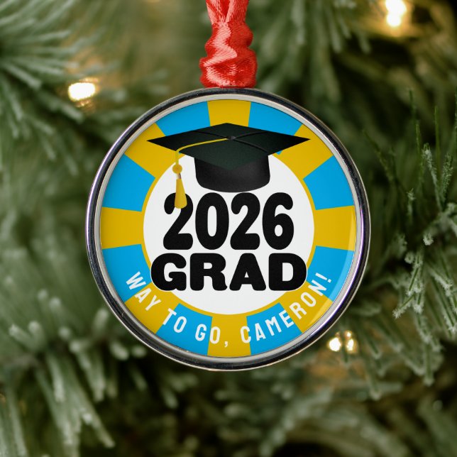 Bold Class of 2026 Graduation Metal Ornament (Tree)