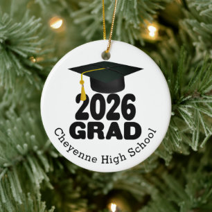 Bold Class of 2026 Photo Graduation Ceramic Ornament