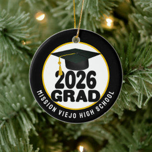 Bold Class of 2026 Photo Graduation Ceramic Ornament