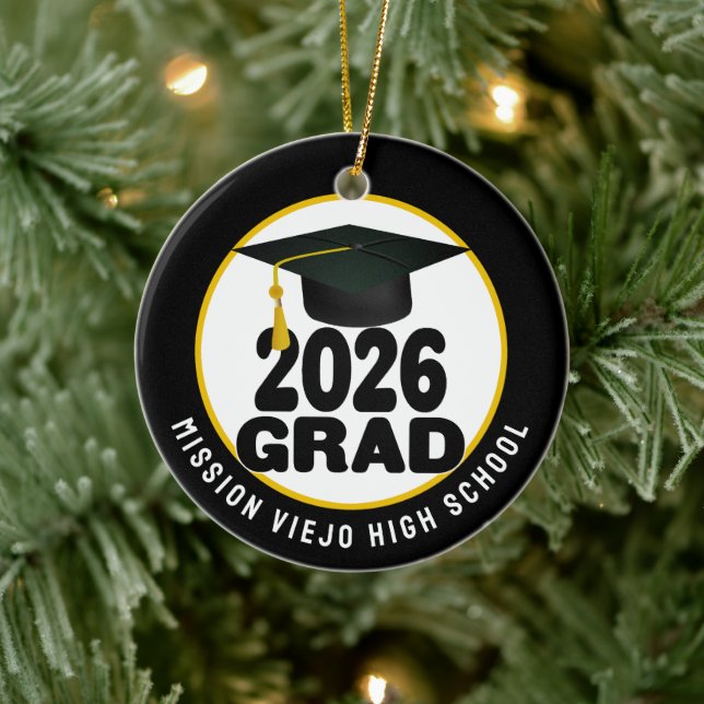 Bold Class of 2026 Photo Graduation Ceramic Ornament (Tree)