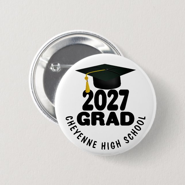 Bold Class of 2027 Graduation 2 Inch Round Button (Front & Back)