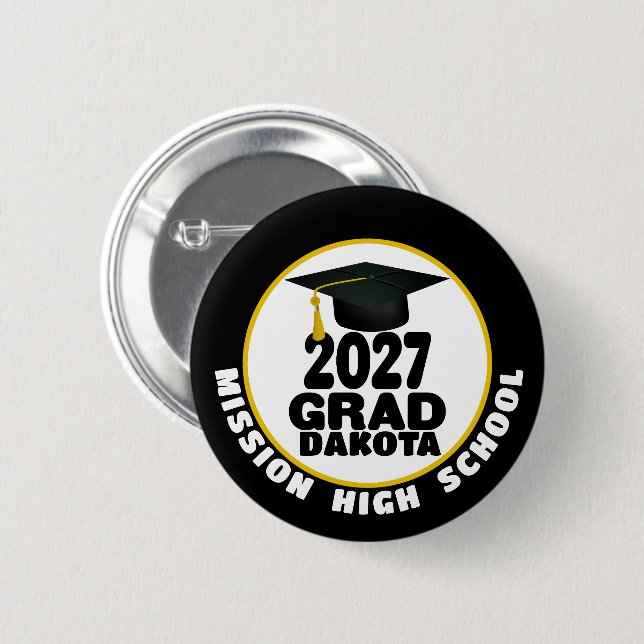Bold Class of 2027 Graduation 2 Inch Round Button (Front & Back)