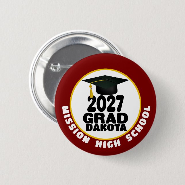 Bold Class of 2027 Graduation 2 Inch Round Button (Front & Back)