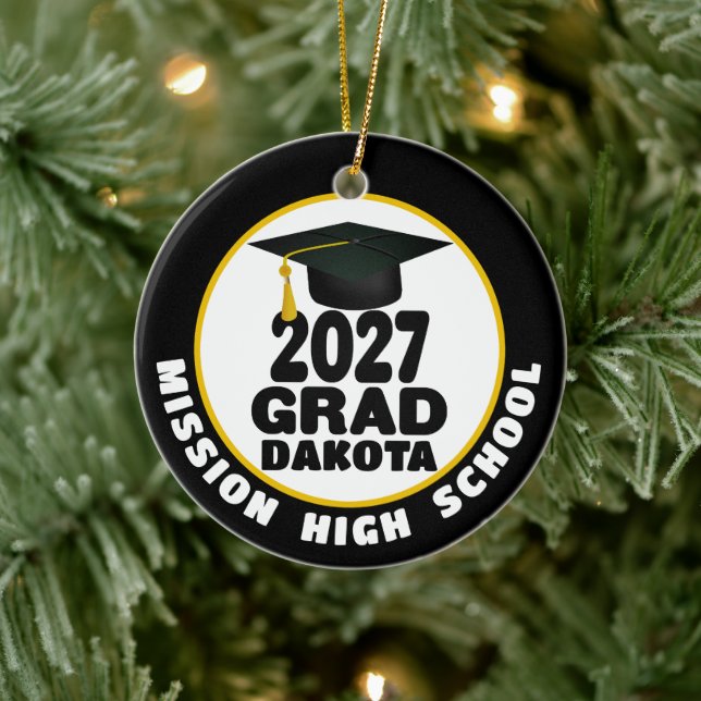 Bold Class of 2027 Photo Graduation Ceramic Ornament (Tree)