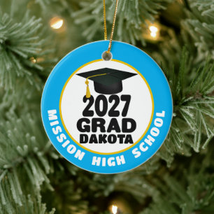 Bold Class of 2027 Photo Graduation Ceramic Ornament