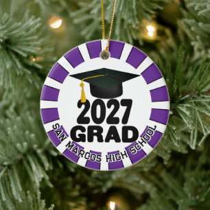 Bold Class of 2027 Photo Graduation Ceramic Ornament