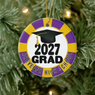 Bold Class of 2027 Photo Graduation Ceramic Ornament