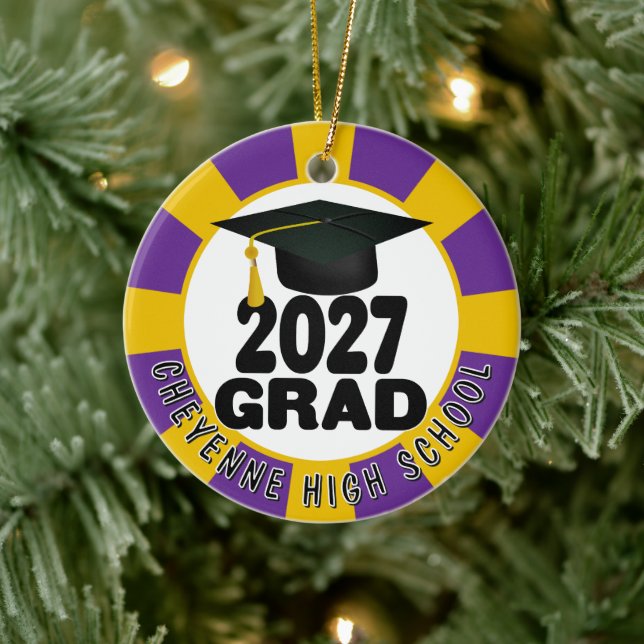 Bold Class of 2027 Photo Graduation Ceramic Ornament (Tree)