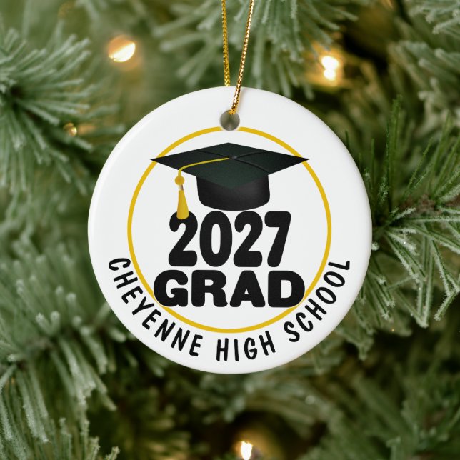 Bold Class of 2027 Photo Graduation Ceramic Ornament (Tree)