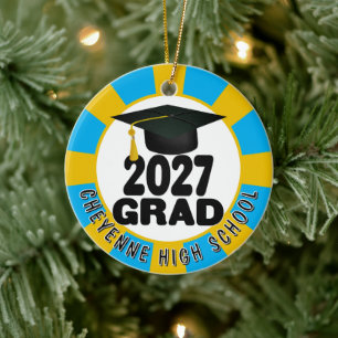 Bold Class of 2027 Photo Graduation Ceramic Ornament